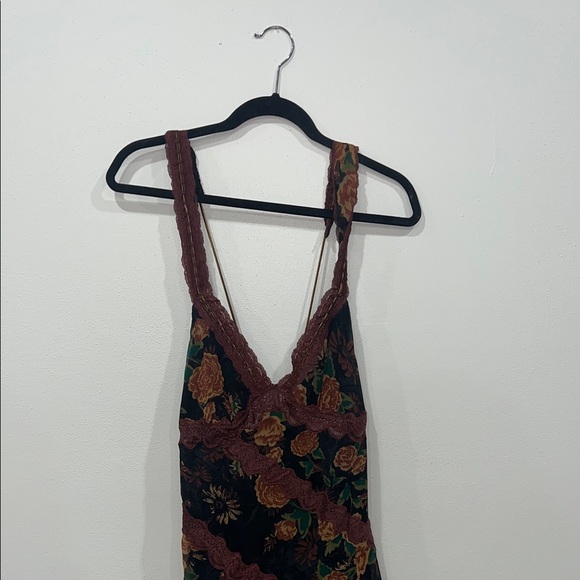 Free People Black and Brown Floral Backless Dress - Picture 2 of 5